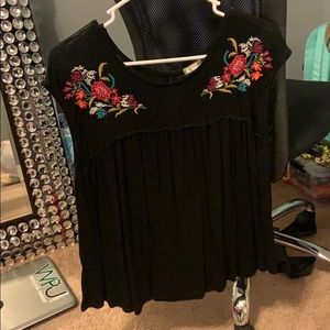 Black floral tshirt